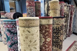 A selection of Persian rugs available for purchase at The Rug Rack & Murphy Rug Cleaners in Springfield, IL.