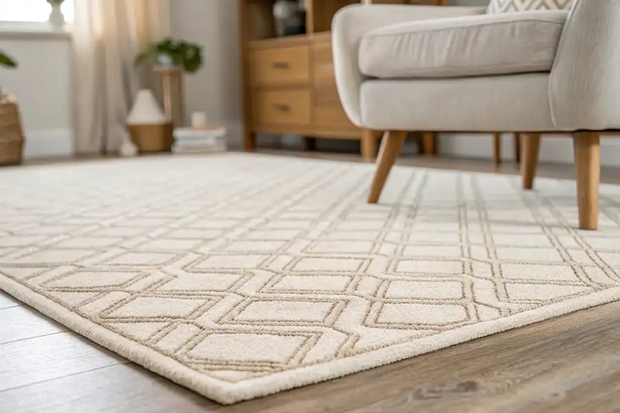 The Rug Rack & Murphy Rug Cleaners—A typical living room with an area rug in Springfield, IL.